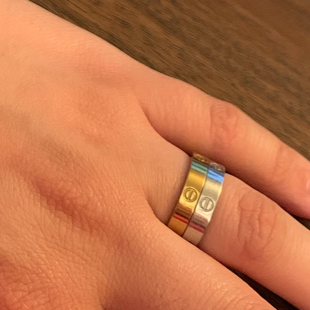 Two toned set of love rings